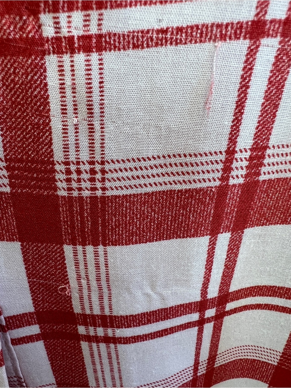 Umgee Plaid Button Front Shirt Dress Rayon Tie Waist Red White Small NWT Cottage - Picture 8 of 10